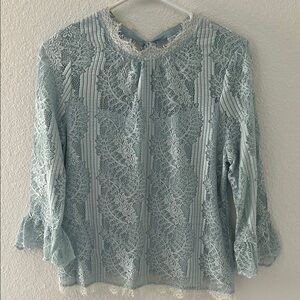 Elegant Lace Women's Top in Light Blue